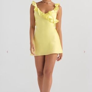 House of CB Tink Buttercup Satin Ruffle Mini Dress